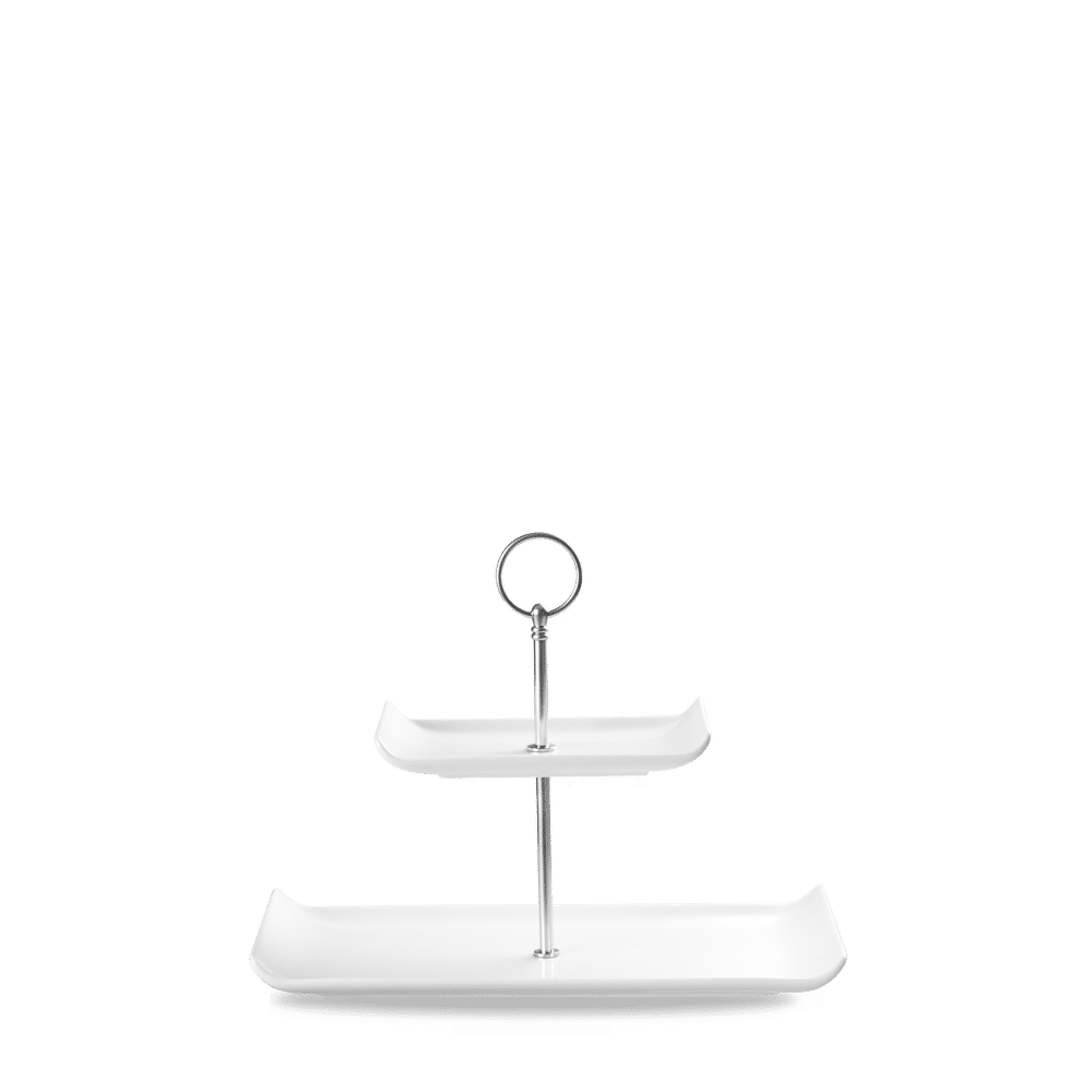 Alchemy Balance White Two Tier Plate Tower 11.75"X5.75" Box of 2 (3-5 Working Days Delivery)