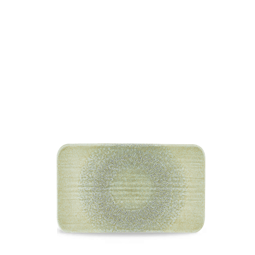Harvest Grain Speckle Green Organic Rectangular Plate 10.6X6.3" Box of 12 (3-5 Working Days Delivery)