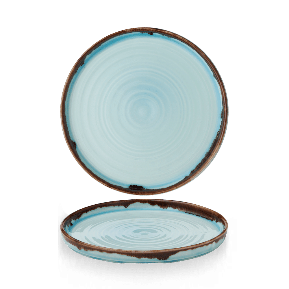 Harvest Turquoise Walled Plate 8.67" Box of 6 (3-5 Working Days Delivery)