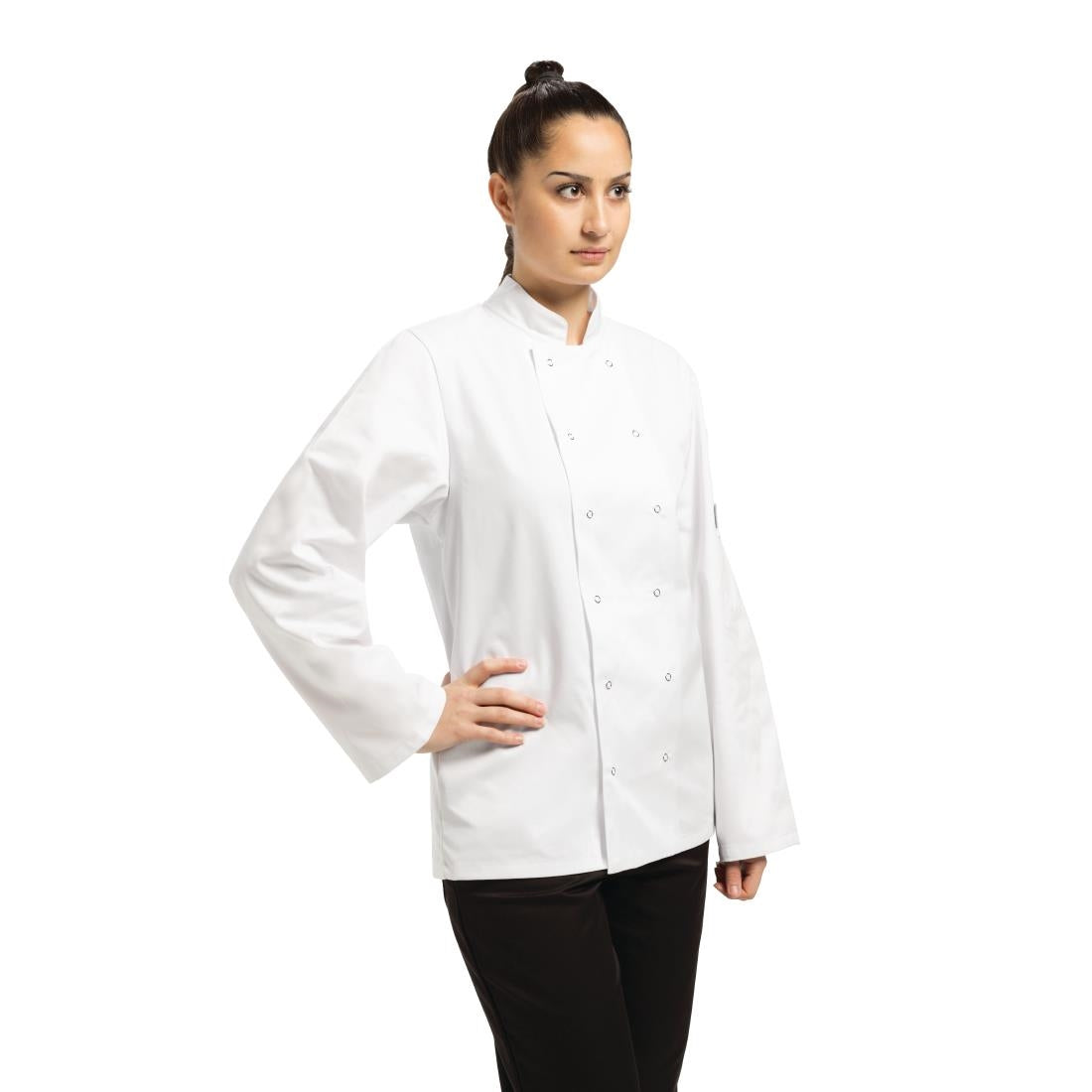 Vegas Chefs Jacket Long Sleeve White Polycotton - Size M