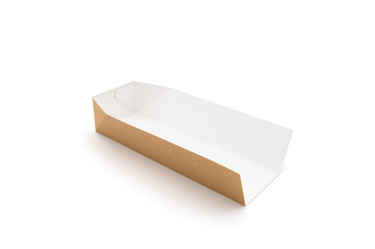 10″ Kraft Compostable Hot Dog Tray Case of 1000 (LxWxD): 250 x 80 x 50mm