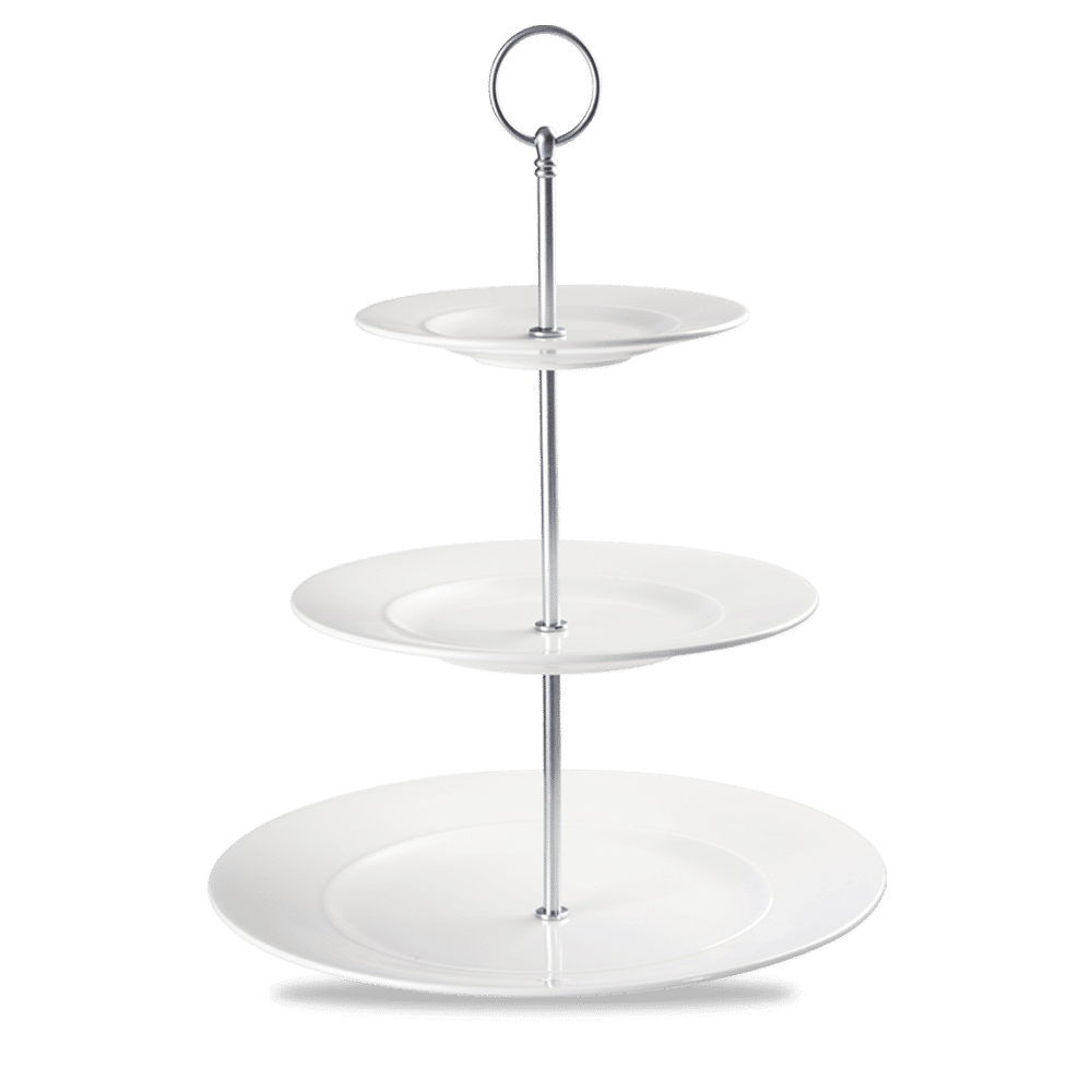 Alc Ambience White Standard Rim Three Tier Plate Tower 11" Box of 2 (3-5 Working Days Delivery)