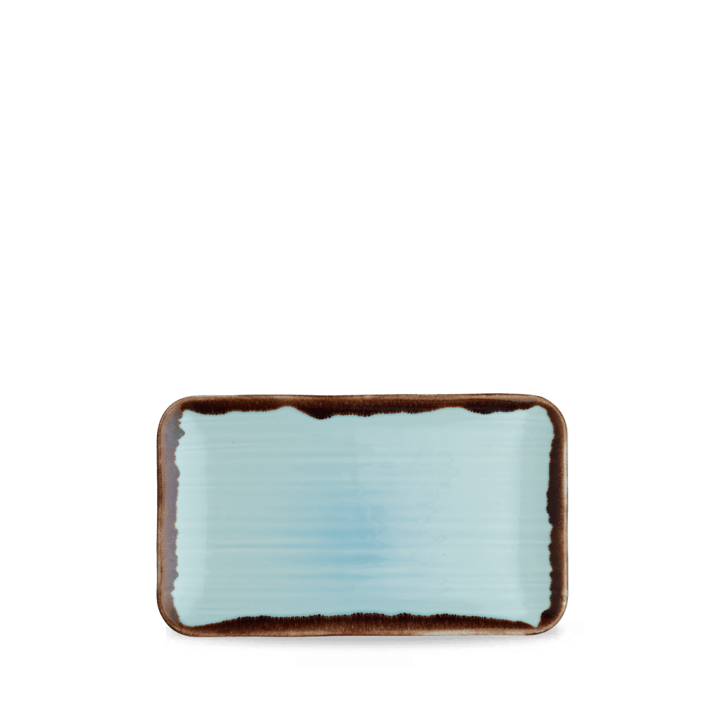 Harvest Turquoise Organic Rectangular Plate 10.6X6.3" Box of 12 (3-5 Working Days Delivery)