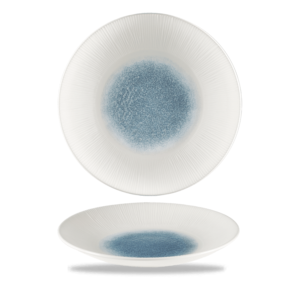 Raku Topaz Blue Bamboo Deep Coupe Plate 10 5/8" Box of 12 (3-5 Working Days Delivery)