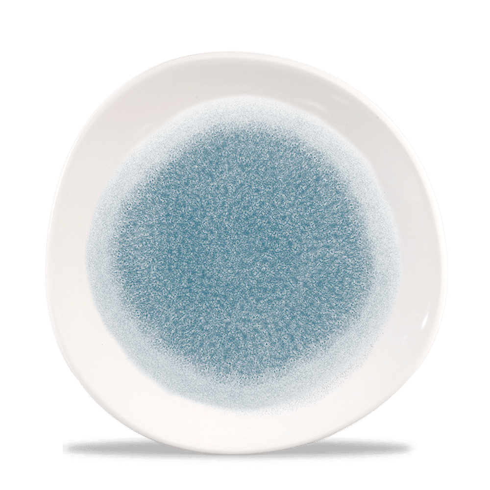 Raku Topaz Blue Round Trace Plate 26.4Cm Box of 12 (3-5 Working Days Delivery)