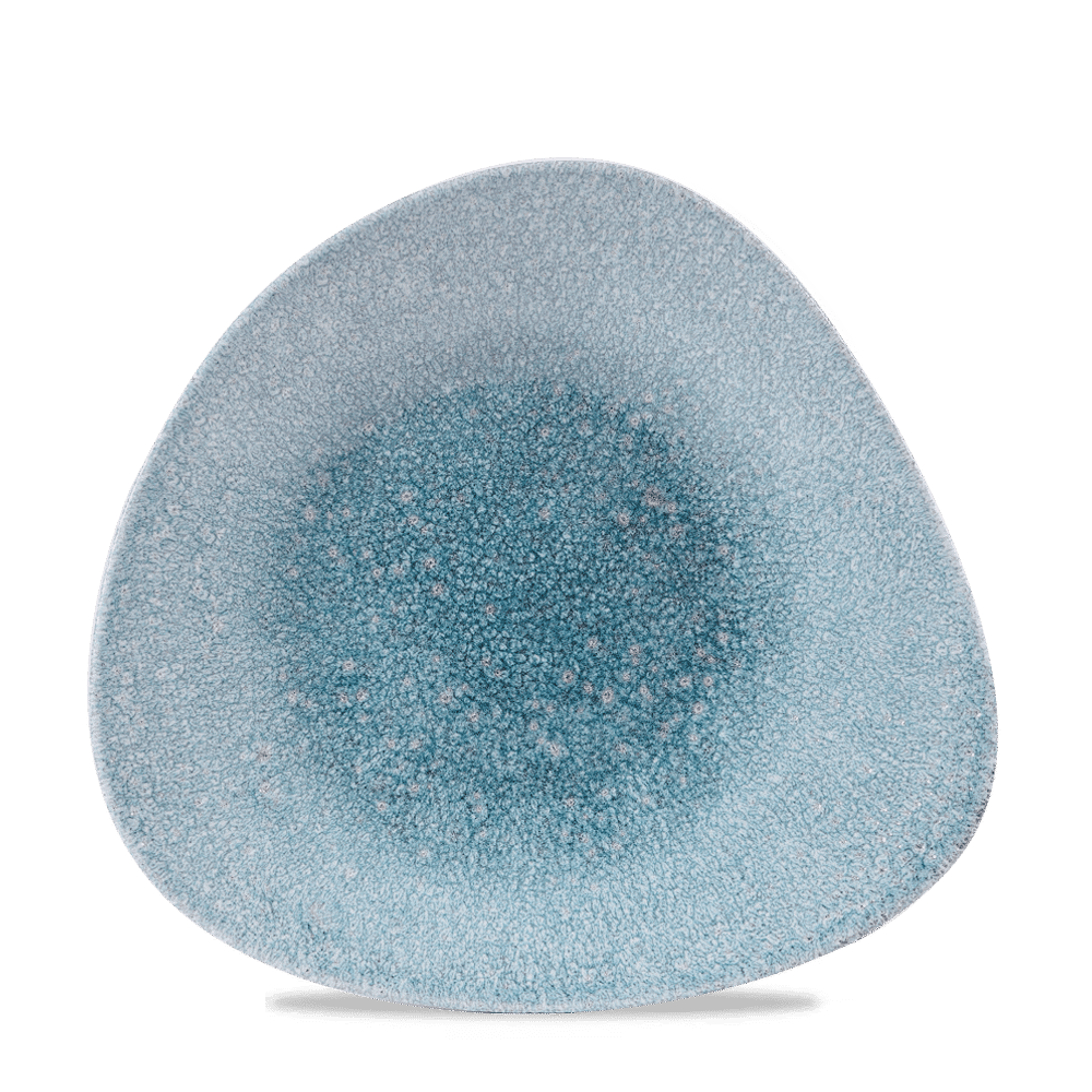 Raku Topaz Blue Triangle Shallow Bowl 10 3/4"X10 1/2" Box of 12 (3-5 Working Days Delivery)