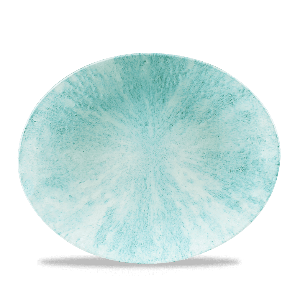 Stone Aquamarine Orbit Oval Coupe Plate 12.5" Box of 12 (3-5 Working Days Delivery)