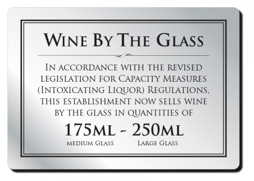 Brushed Silver Wine by the Glass Bar Notice 125, 175 & 250ml