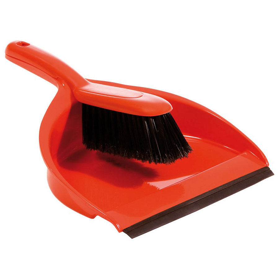 DUST PAN & BRUSH SET SOFT RED           