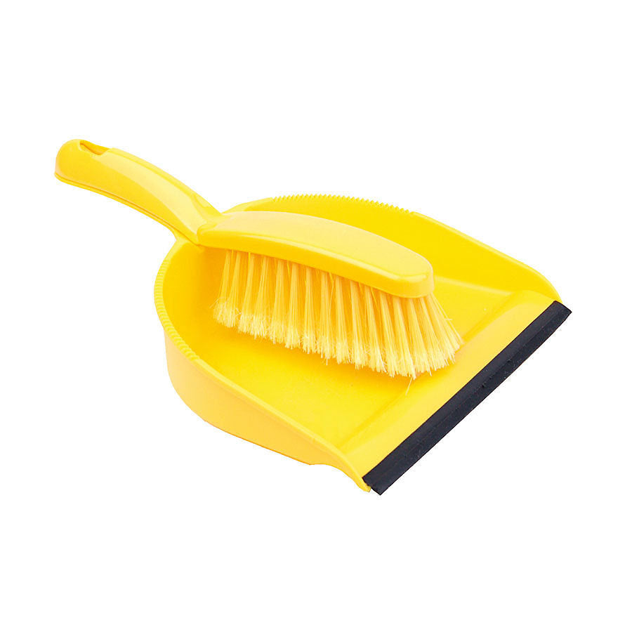 DUST PAN & BRUSH SET SOFT YELLOW        