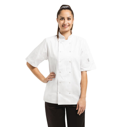 Vegas Chefs Jacket Short Sleeve White Polycotton - Size XL