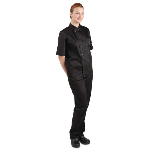 Vegas Chefs Jacket Short Sleeve Black Polycotton - Size XS
